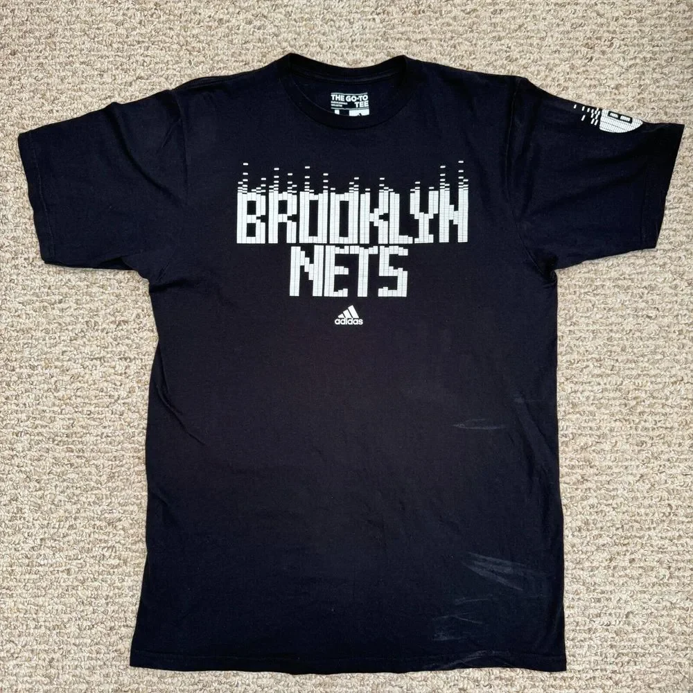 Adidas The Go To Tee Brooklyn Nets Black Large NBA Basketball‎ Sports